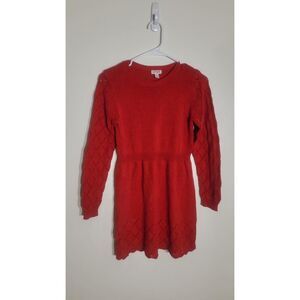 GUC Cat & Jack Girl’s Holiday Red Crochet Knitted Sparkle Dress sz L 10/12